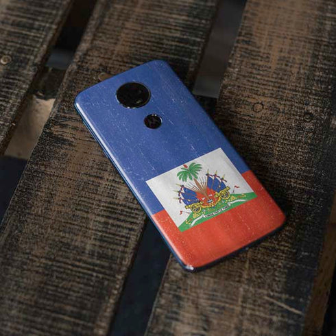 Haiti Flag Distressed Moto E5 Plus Skin